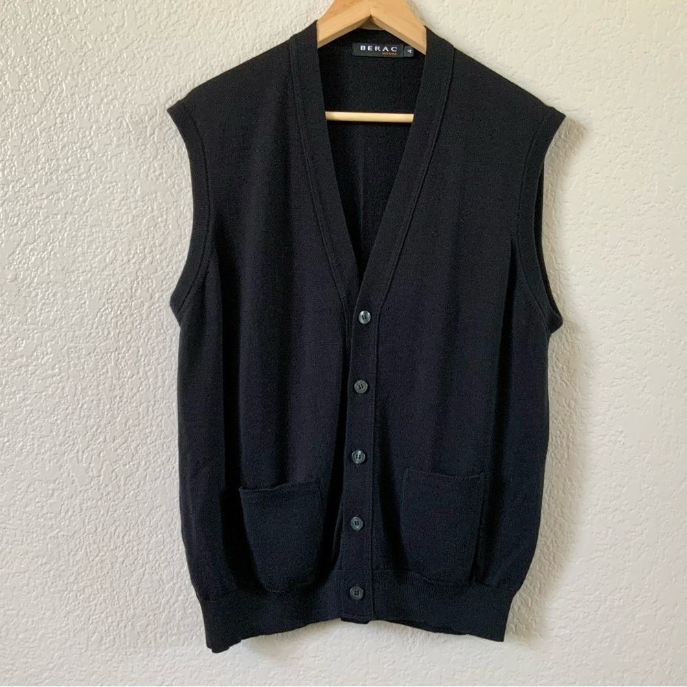 Berac Homme Wool Blend Knit Vest, Sz 4 (L)